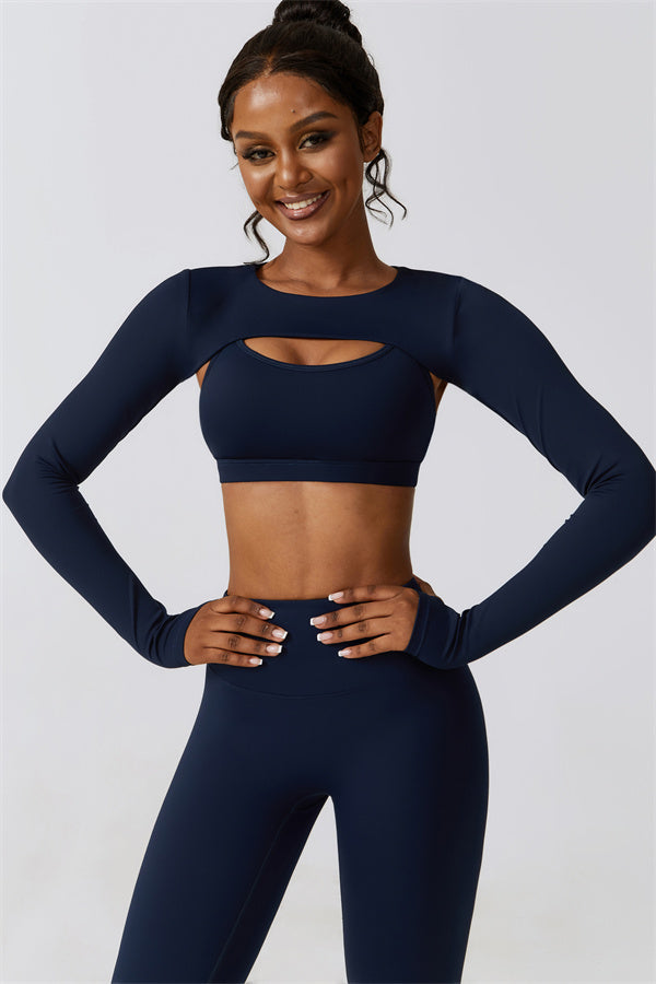 Juno Star Crop Top Sports Bra Leggings 3-Piece Set