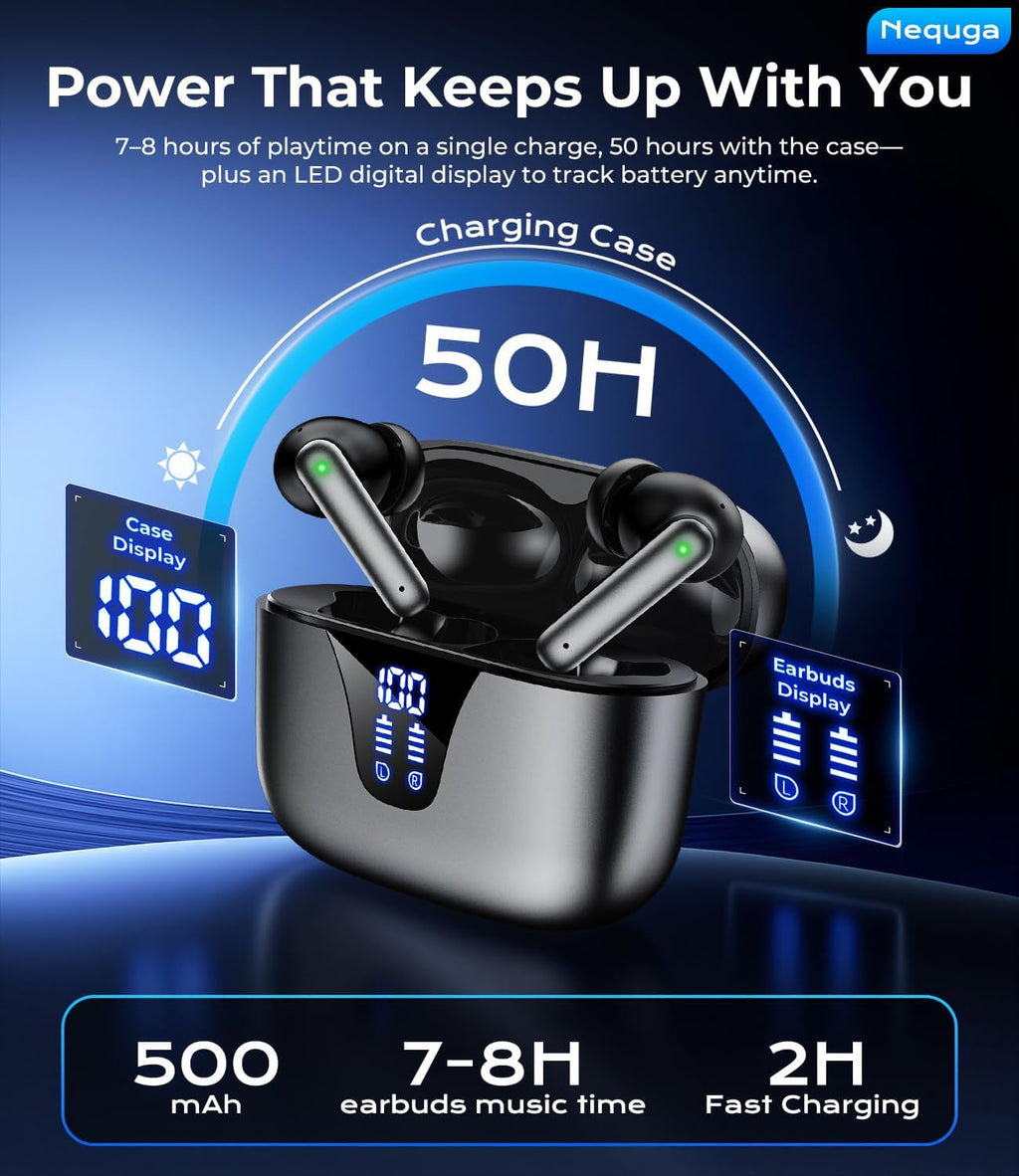 Wireless Earbuds — 50H Playtime, IPX7 Waterproof