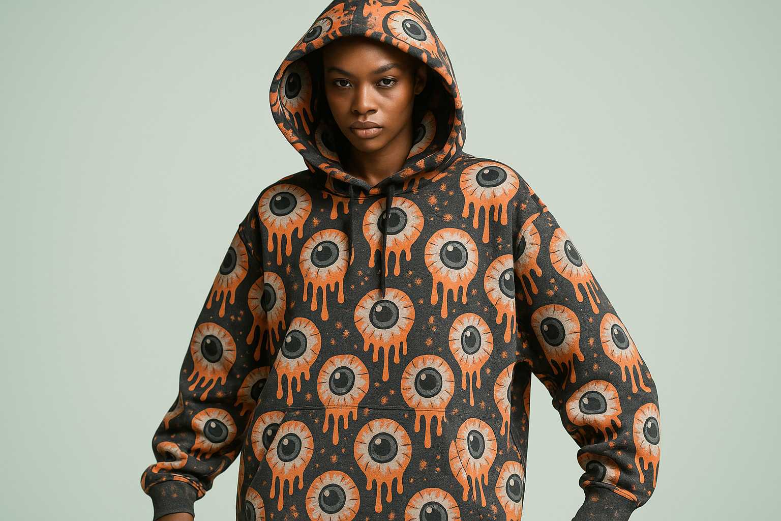 AOP Oversized Hoodie Mixed - Pastel Mint