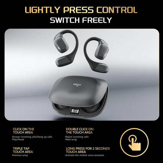 Aigo SJ10 AI Translator Multilingual Earphone 500mAh Battery Wireless Headset (HD Voice Headphone For Office And Travel)