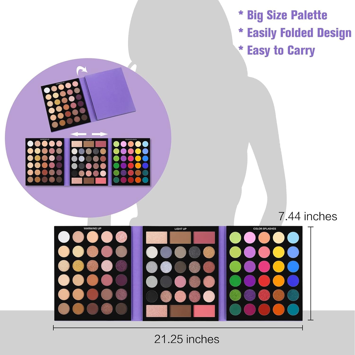 UCANBE Eyeshadow and Blush Palette with 15Pcs Brushes Makeup Set