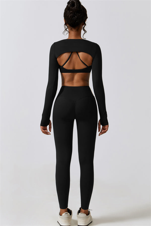 Juno Star Crop Top Sports Bra Leggings 3-Piece Set