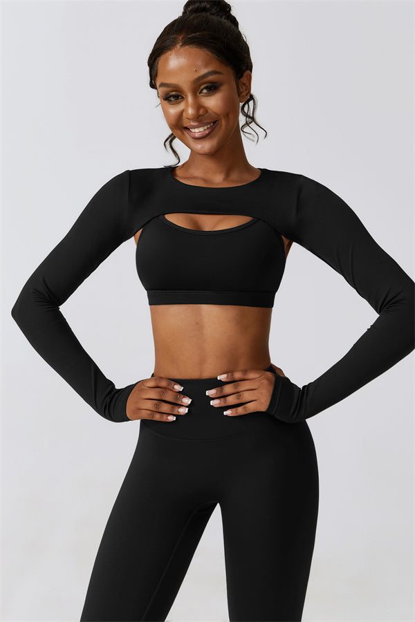 Juno Star Crop Top Sports Bra Leggings 3-Piece Set