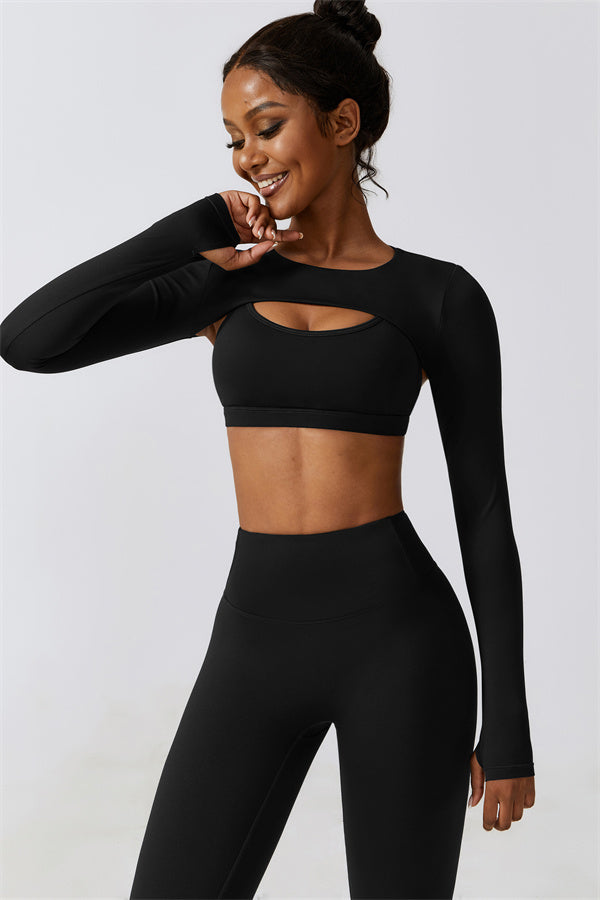 Juno Star Crop Top Sports Bra Leggings 3-Piece Set