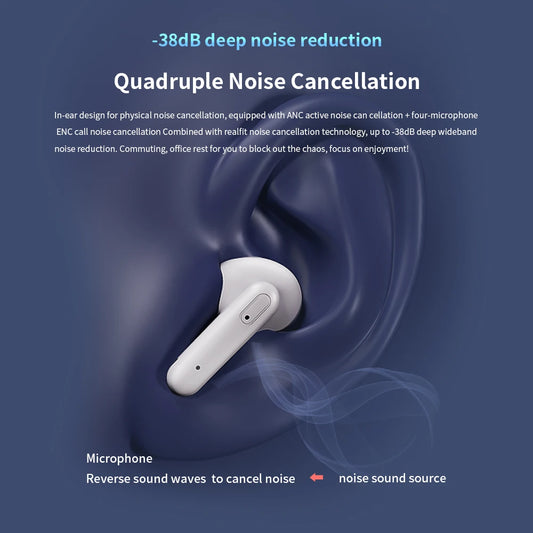 Realfit F3 ANC Active Noise Cancellation Bluetooth Earphones ENC Call (HIFI Stereo Surreal fit) superb Bass Wireless Earbuds (Sport and Gaming) 4.9 🌟