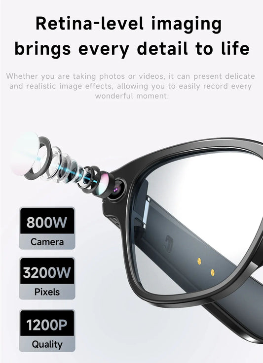 Smart Glasses Wireless Bluetooth Call Voice Assistant TWS Earphones AI Translation Anti-glare Audio Sunglasses with Mic Speaker