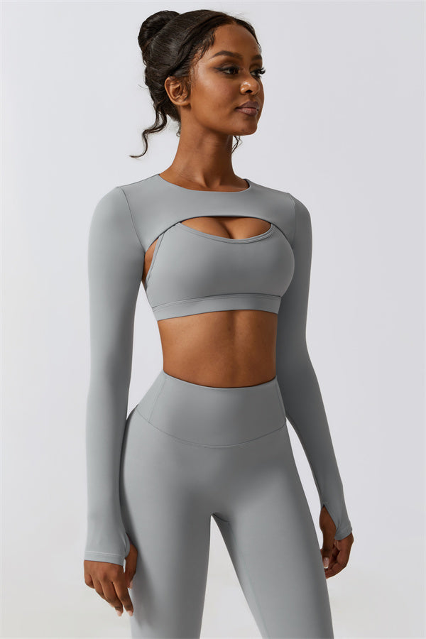 Juno Star Crop Top Sports Bra Leggings 3-Piece Set
