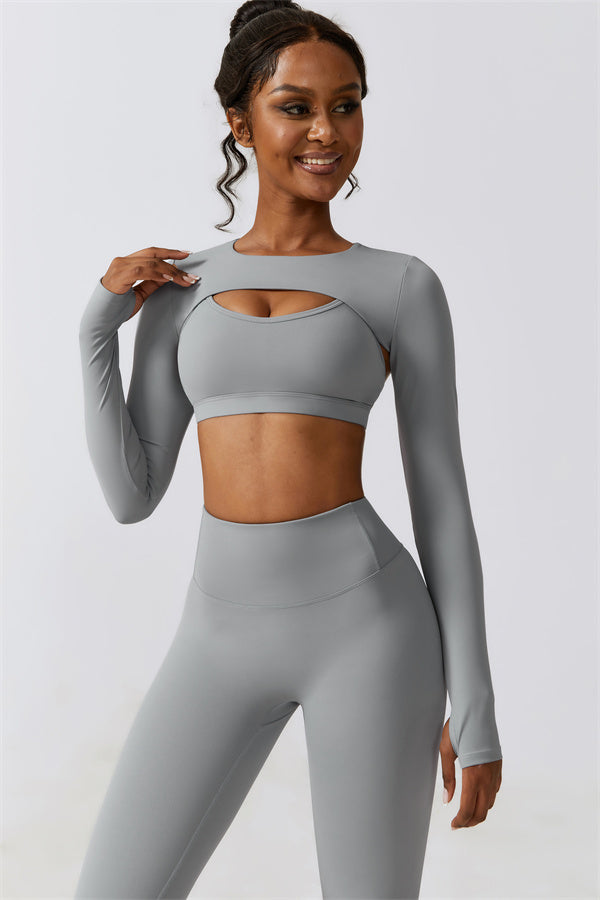 Juno Star Crop Top Sports Bra Leggings 3-Piece Set