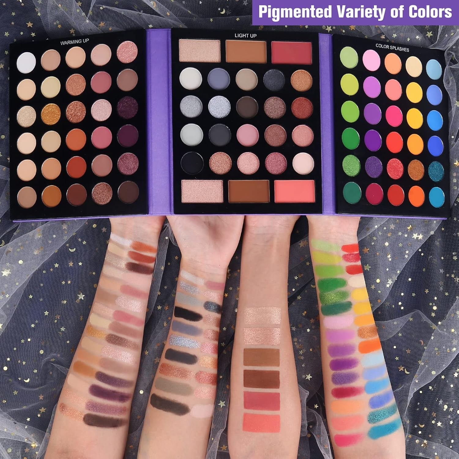 UCANBE Eyeshadow and Blush Palette with 15Pcs Brushes Makeup Set
