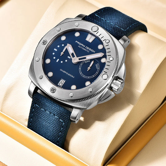 PAGANI DESIGN New Men's Automatic Mechanical Diving Watch 200m Waterproof AR Sapphire Glass Energy Storage Display Gift Box Set