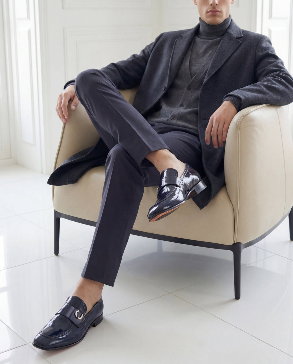 The Blackwell Navy Patent Bit Loafer Men Shoe