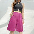 Plus Size Women's High Waist Wide Leg Sports Shorts