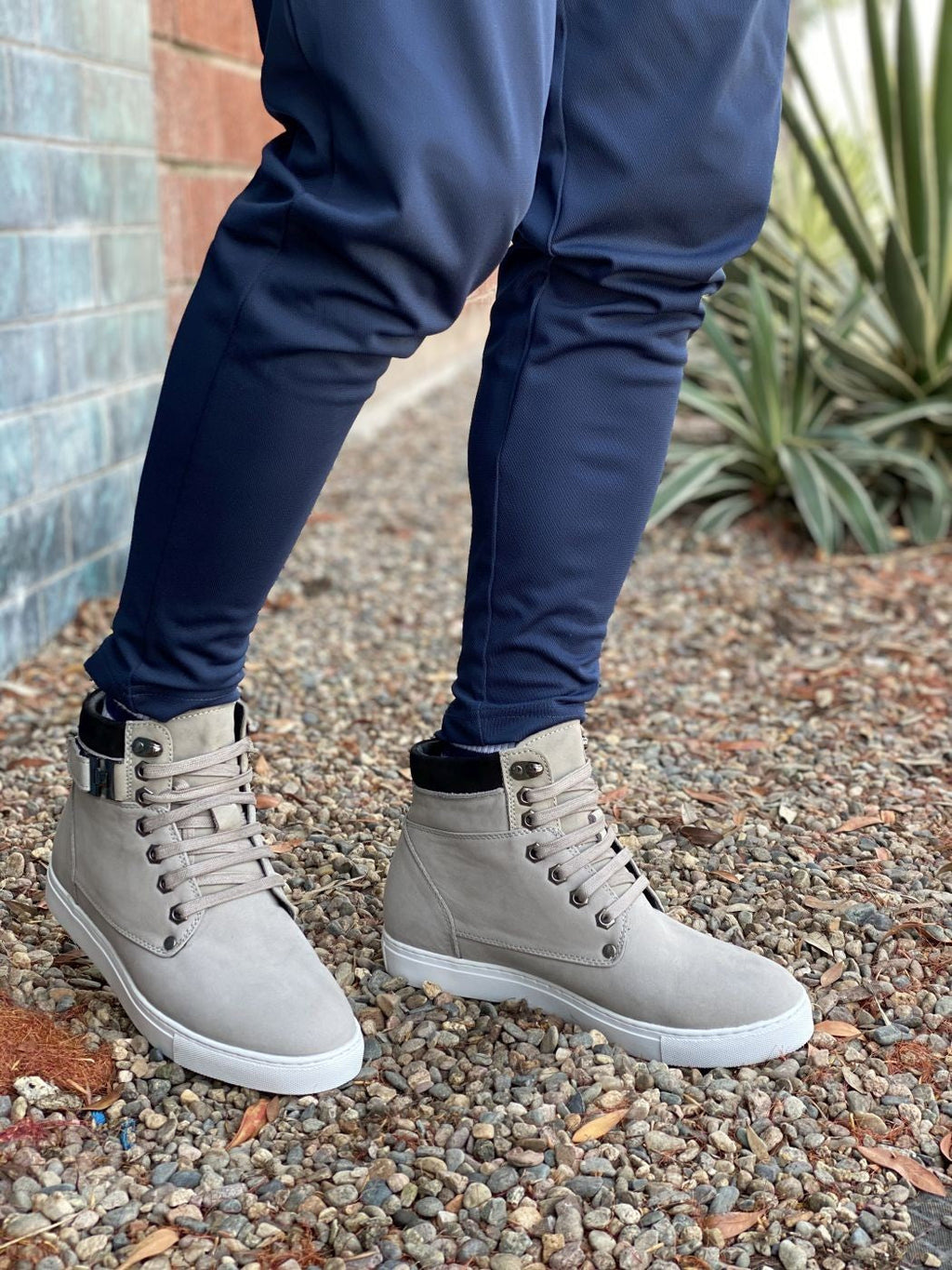 Men's Nubuck Grey High Top Sneak-Boot T53120