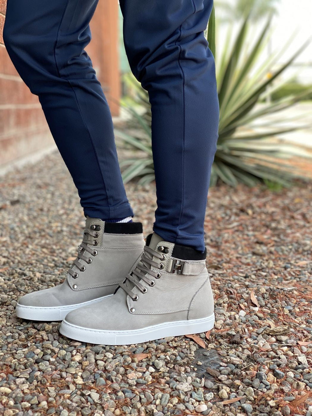 Men's Nubuck Grey High Top Sneak-Boot T53120